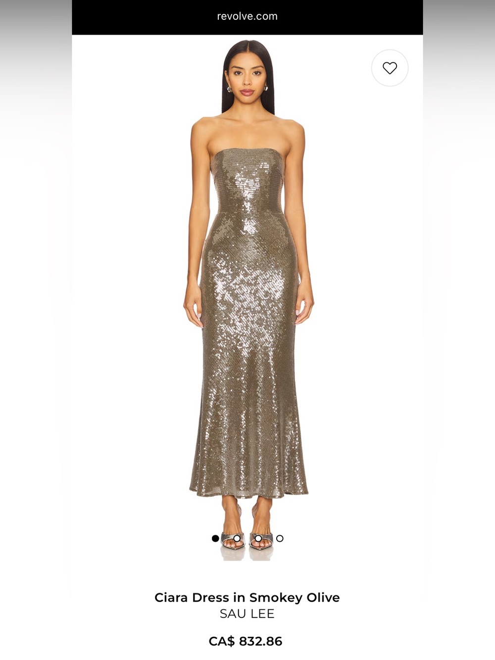 Sau Lee Ciara Strapless Sequin Dress in Smokey Olive